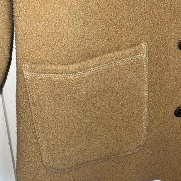 L. L. Bean Size M Vintage Camel Sherpa Button Cardigan Cozy Minamalist Fall Warm - Picture 7 of 11